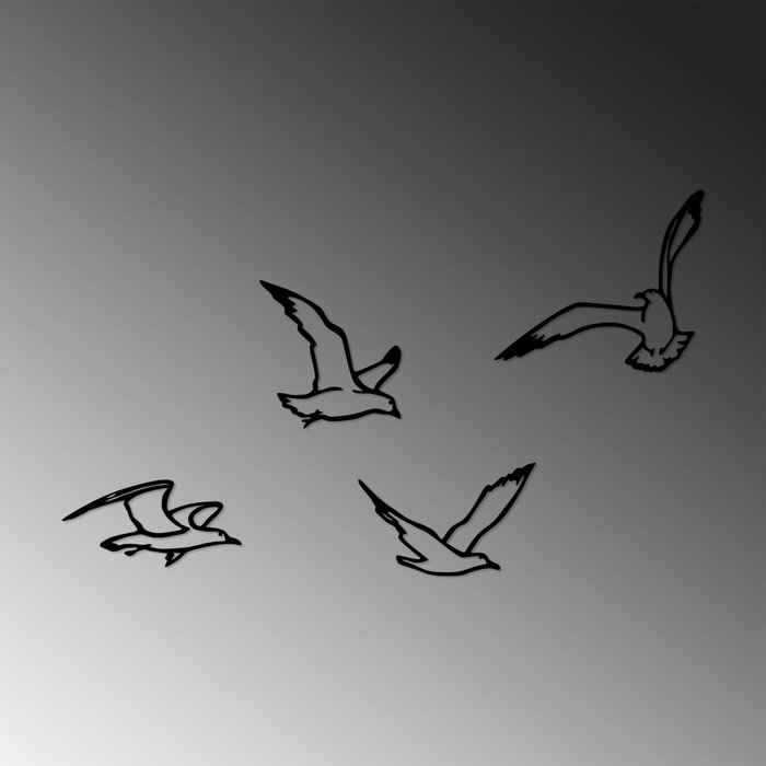 Wallity Birds Sorty - 443 Escultura de Pared de Metal Negra